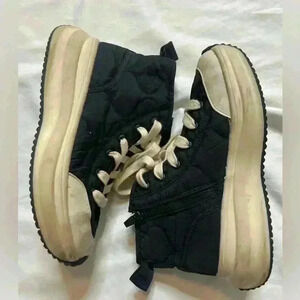Zara Girls Size 1 High Top Quilted Shoes Black Cream